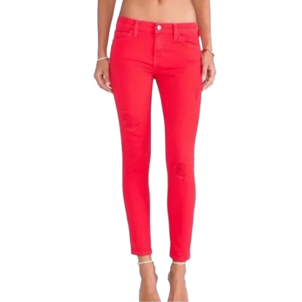 Current Elliot The Stiletto Victory Red‎ Crop Jeans Size 0